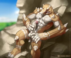 b-hybrid cum cumshot digimon erection foreskin frontier gigasmon male male_only masturbation nude orgasm outdoors penis self-facial testicles todex uncut