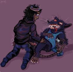 absurd_res alternate_version clara_(look_outside) humor lineless look_outside male_on_monster monster no_text_version non-human non-human_head rat_guardian_(look_outside) risobase rpg_game sam_(look_outside) tagme