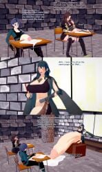 3d 3futas brown_hair byleth_(fire_emblem) byleth_(fire_emblem)_(female) commission cum dorothea_arnault ejaculation english_text female fire_emblem fire_emblem:_three_houses futanari green_hair huge_cock hyper hyper_penis intersex koikatsu nintendo penis shamir_nevrand text xavierhuge