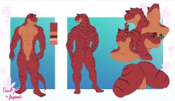 2021 abelisaurid abs absurd_res ambient_arthropod ambient_butterfly ambient_insect anthro anus backsack balls barazoku black_stripes burrserk butt carnotaurus color_swatch dated dinosaur eloy_(husky92) genitals head_horn heart_symbol hi_res horn humanoid_genitalia humanoid_penis male model_sheet multiple_images multiple_poses muscular muscular_anthro muscular_male neck_ridge nipples non-mammal_nipples nude pecs penis pose prehistoric_species raised_head red_body reptile saurischian scalie short_horn signature small_horn smile smiling_at_viewer solo standing stripes tail teeth_showing theropod