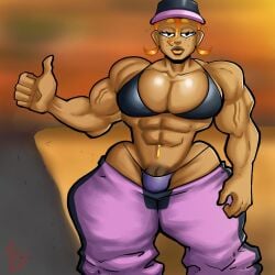 1boy abs alt baun_(connthicc) belly_piercing big_lips big_pecs bikini_top child_bearing_hips connthicc dark-skinned_femboy dark-skinned_male dark-skinned_sissy dark-skinned_twink dark_skin femboy freckles freckles_on_face ginger lips male moobs muscular muscular_male pecs piercing solo thick_thighs thighs thumbs_up thunder_thighs wide_hips