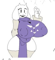 anthro boss_monster breasts fangs female horns huge_breasts monster nipple_bulge solo subjectdie_(artist) thick_thighs toriel undertale undertale_(series) video_games wide_hips
