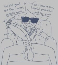 avian avian_humanoid balls ballsack big_penis bird chunknudies cluster_(fortnite) dialogue dominant dominant_male duck epic_games fortnite holding_penis huge_cock looking_at_viewer pantsless penis precum presenting_penis shirt sitting_on_chair sketch skinny skinny_male spread_legs sunglasses sweat swinging_penis tagme thighs