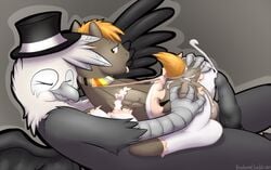 anal ass avian beak braeburned cum cumshot equine gay girly gryphon hat interspecies jackle_app_(character) male my_little_pony orgasm pegasus penis sex spread_ass spreading top_hat umber wings