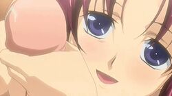 1boy aneimo animated blue_eyes blush female handjob kirishima_mizuki open_mouth penis precum red_hair tongue uncensored