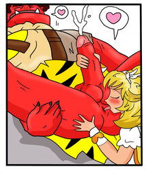 akaoni anal anus ass balls blonde_hair blush closed_eyes clothing cum cumming cure_peace fangs female handjob happy happy_sex hi_res huge_cock human interspecies licking love magical_girl male male_anilingus mycrunchycookie open_mouth oral_sex orgasm penis pretty_cure red_oni red_skin rimjob rimming smile_precure straight tongue yayoi_kise