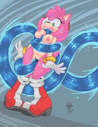 amy_rose bondage boots breasts chaos_(sonic) female gloves green_eyes grope hair hairband hedgehog mammal naked_footwear nipples nude penetration pink pink_hair pussy rape sega sex sif_(artist) sonic_(series) tentacle tentacle_rape vaginal_penetration