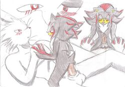 anal anal_sex anthro ass balls blush fur furry king_kazma king_kazuma lagomorph male male_only multiple_males penetration penis rabbit red_eyes sega sex shadow_the_hedgehog sonic_(series) summer_wars yaoi