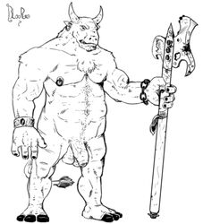 balls biceps blooper_(artist) bovine cattle flaccid male male_only minotaur monster muscles nipples penis