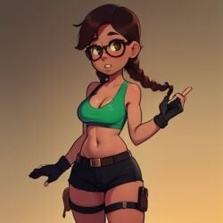 ai_generated female hot_shorts lara_croft pony_tail sexy shorts solo tank_top tomb_raider