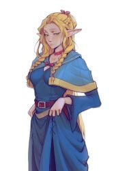 blonde_hair dungeon_meshi elegant elegant_dress elf elf_ears elf_female magic_user marcille_donato normal_breasts paulina_klime pose small_breasts