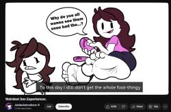 baggy_(artist) barefoot embarrassed feet female flip_flops foot_fetish foot_focus fully_clothed_female jaiden jaiden_animations jaidenanimations sandals sandals_removed soles toes website white_skin youtube youtube_logo youtuber youtuber_girl