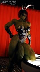 3d 3d_(artwork) bunny_ears bunnysuit futa_only futanari gamora green_skin huge_cock marvel penis red_hair salamandraninja solo solo_futa veiny_penis