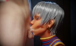3d 3d_(artwork) 3d_artwork 3d_model 3d_render :>= absurd_res absurdres blowjob blowjob_face blowjob_only cum cum_in_mouth dark-skinned_female elena_(street_fighter) high_quality high_resolution highres oral oral_creampie oral_sex shaddoll_x short_hair small_penis street_fighter street_fighter_6 white_hair
