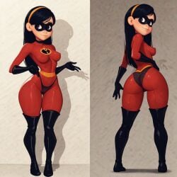 ai_generated artist_request curvy female large_hips pear_shape pear_shaped pear_shaped_female small_breasts tagme the_incredibles thin_waist tight_clothing tight_suit violet_parr