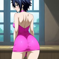 ai_generated back_view black_hair dress fairy_tail genderswap_(mtf) gray_fullbuster short_hair white_skin