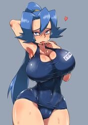 1girls 2busty2hide alternate_breast_size armpit armpits ass bad_id big_breasts blue_eyes blue_hair blue_mizugi breasts breasts_bigger_than_head busty child_bearing_hips clair_(pokemon) cleavage clothing curvy female female_only finger_in_mouth game_freak gym_leader hairband heart highres hip_dips hourglass_figure huge_ass huge_breasts human human_only hun large_breasts licking long_hair looking_at_viewer mizugi name_tag nintendo perfect_body pokemon pokemon_gsc ponytail presenting saliva school_swimsuit simple_background slender_waist solo source_request sweat swimsuit taut_shirt thick_thighs thigh thighs tied_hair tongue too_busty_to_hide voluptuous voluptuous_female wet wide_hips year_request