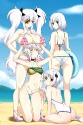 4girls ass beach bikini crossover date_a_live eiyuu_densetsu fie_claussell high_school_dxd koneko_toujou lindaroze sen_no_kiseki senran_kagura swimsuit tagme the_legend_of_heroes tobiichi_origami trails_of_cold_steel yagyuu_(senran_kagura)