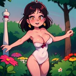 ai_generated bunny bunnysuit cosplay female garden sexy solo