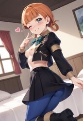 ai_generated annette annette_fantine_dominic cute fire_emblem fire_emblem:_three_houses orange_hair schoolgirl small_breasts teenager thick_thighs