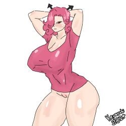 1female 1girls 2d 2d_(artwork) ass big_ass big_breasts big_hips big_thighs boobs_bigger_than_head breasts charlotte_galette female female female_focus female_only flat_colors gigantic_breasts hips keyaruki massive_breasts one_piece pink_hair pussy_peek shiny_skin signature simple_background simple_coloring solo solo_focus standing thick_thighs thighs twitter_link unrealistic_proportions voluptuous voluptuous_female