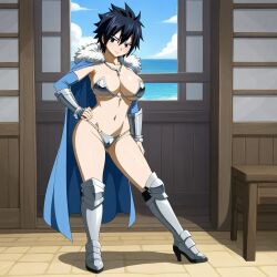 ai_generated black_hair fairy_tail genderswap_(mtf) gray_fullbuster sensual short_hair white_skin