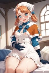 ai_generated annette annette_fantine_dominic cute fire_emblem fire_emblem:_three_houses fire_emblem_warriors:_three_hopes orange_hair schoolgirl small_breasts thick_thighs