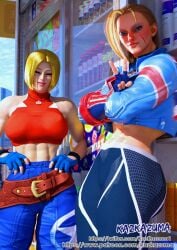 blue_mary cammy_white kazkazuma kazkazuma7 king_of_fighters large_breasts outdoor street_fighter toned_arms