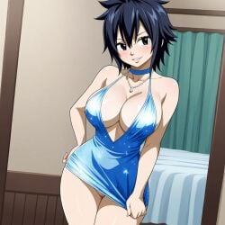 ai_generated black_hair cleavage dress fairy_tail genderswap_(mtf) gray_fullbuster short_hair white_skin