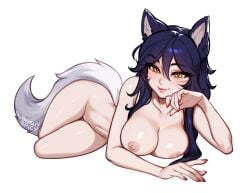 1girls 2024 ahri animal_ear_fluff animal_ears arm_support artist_name big_breasts black_hair blushypixy blushyspicy breasts completely_nude completely_nude_female dated eyebrows eyebrows_visible_through_hair facial_markings female female_only fox_ears fox_girl fox_tail kumiho large_breasts league_of_legends long_hair nail_polish naked naked_female navel nipples nude nude_female on_stomach riot_games simple_background solo source_request tagme tail white_background white_fur yellow_eyes