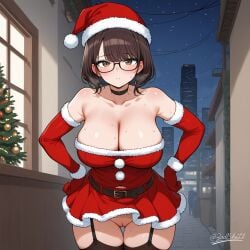 ai_generated anus anus_focus ass big_ass big_breasts christmas clothes female glasses public pussy voluptuous_female wife zadbhell