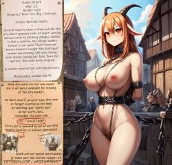 ai_generated anime big_breasts bondage bounty_hunters chains collar edited fantasy female fictional furry ginger goat hairy_pussy horns market naked nude orange_eyes photoshop red_hair roleplay slave slavegirl slavery waifu waifumarket