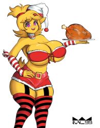 big_breasts big_thighs breasts chica chica_(fnaf) chiku christmas cute fnaf massive_breasts massive_thighs thighs