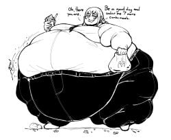 1girls bbw belly business_suit chainsaw_man fat_fetish female kaboodledoodles makima_(chainsaw_man) massive_belly mcdonald's overweight overweight_female talking_to_viewer tie