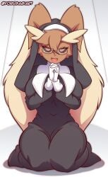 big_breasts breasts female furry glasses huge_breasts lopunny nun's_habit nun_outfit pokemon pokemon_(species) tagme thick_thighs wide_hips yorusagi