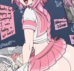 1boy 1boy1girl 1girls anno_morana annussymorussy ass ass astolfo_(fate) big_ass big_ass_(male) big_iron_of_the_mojave breasts captain_kirb caption clothed_female crossdressing crossdressing_male cum dialogue ejaculation facesitting fate/grand_order fate_(series) female female femboy femboy/female femboy_on_female hentaudio huge_cock human large_ass large_breasts long_hair male male/female male_facesitting male_facesitting_female mash_kyrielight misuzugon penis pink_hair rimming short_hair short_skirt skirt sound sound_edit sound_effects sound_warning tagme text video