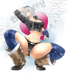 1girls angel_(kof) big_breasts blue_hair breasts busty female huge_breasts king_of_fighters light-skinned_female light_skin pale-skinned_female pale_skin short_hair voluptuous voluptuous_female white_hair