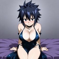 ai_generated black_hair cleavage dress fairy_tail genderswap_(mtf) gray_fullbuster short_hair white_skin