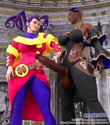 3d decoration dolores_(kof) futanari hanging_balls kazkazuma kazkazuma7 king_of_fighters rose_(street_fighter) street_fighter veiny veiny_muscles