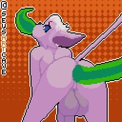 1:1 all_the_way_through anal anal_sex animated anthro balls batartcave biped bodily_fluids cum cum_inside eeveelution espeon generation_2_pokemon genital_fluids genitals inflation inflation male nintendo nude penetration penis pokemon pokemon_(species) purple_body short_playtime tentacle tentacle_in_ass tentacle_penetration thick_thighs