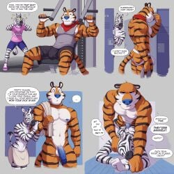 2boys big_bulge big_penis bulge gay locker_room male/male tony_the_tiger