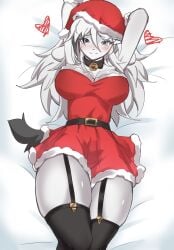 1girls anthro arinabaa breasts christmas christmas_outfit cleavage female female_focus female_only fur furry heart holidays leggings legs legwear stockings tagme tagme_(artist) tail