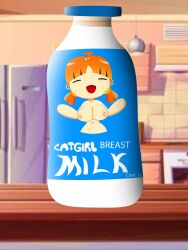 big_breasts bottle_of_milk catgirl lactation nude_female radio_gosha without_clothes