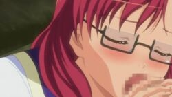 animated censored fellatio female glasses hair oral penis red_hair rui_(school_i) school_i