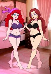 2girls breasts captain_syrup female females furboz lingerie mario_(series) navel_piercing nintendo pauline