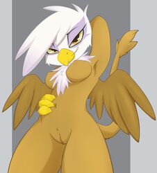 2013 anthro avian beak breasts female friendship_is_magic gilda_(mlp) gryphon hair looking_at_viewer my_little_pony nipples pussy smile smitty_g solo wings