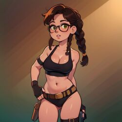 ai_generated female hot_shorts lara_croft pony_tail sexy shorts solo tank_top tomb_raider