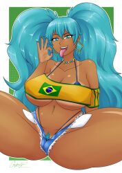 big_ass big_breasts brasil brasileira brazilian_miku breasts crop_top crossz hatsune_miku micro_bikini micro_shorts open_mouth oppai pierced_belly_button piercing pubic_hair shorts spread_legs tan_body tan_lines tan_skin tanned tanned_female tanned_girl tanned_skin thick_hips thick_legs thick_thighs tongue_out turquoise_hair twintails vocaloid