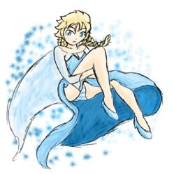 disney elsa_(frozen) female female_only frozen_(film) human panties rough_sketch solo striped striped_panties upskirt xero-j