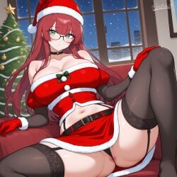 ai_generated anus anus_focus ass big_ass big_breasts christmas clothes female glasses pussy voluptuous_female wife zadbhell